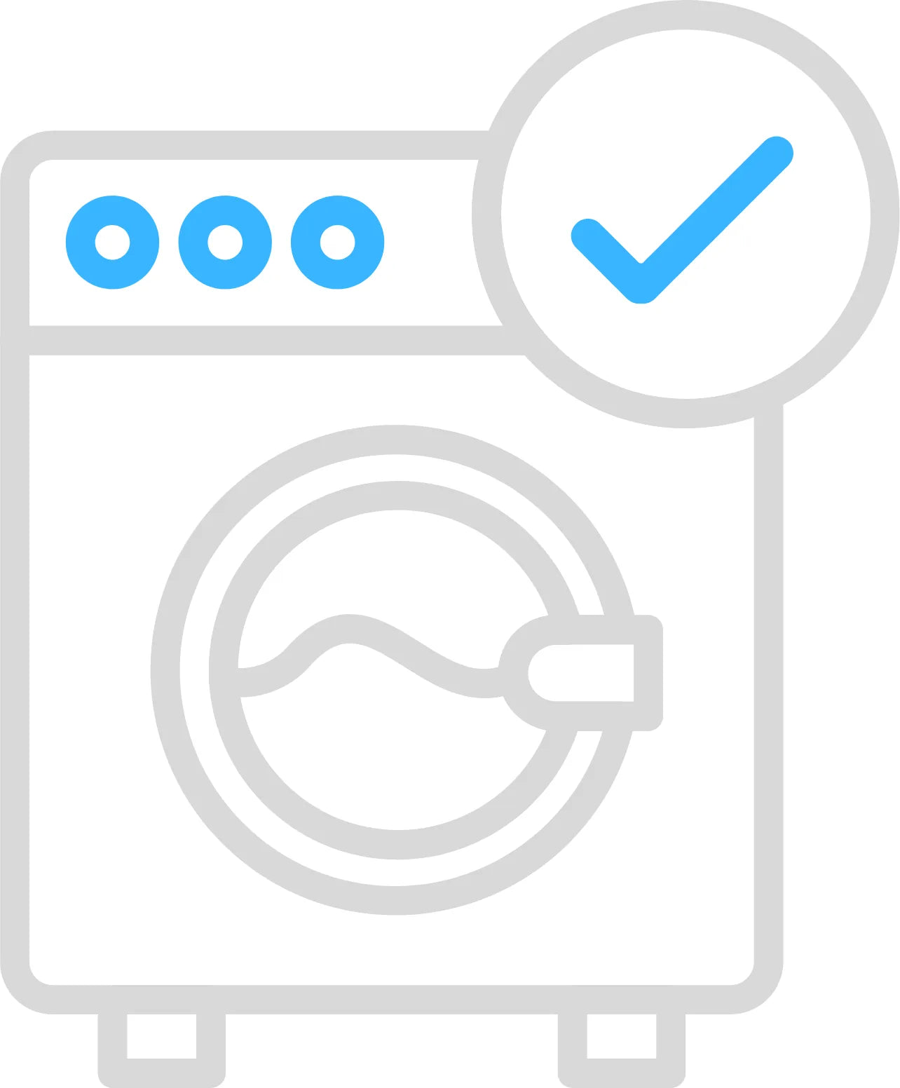 Illustration of a washing machine with a check mark