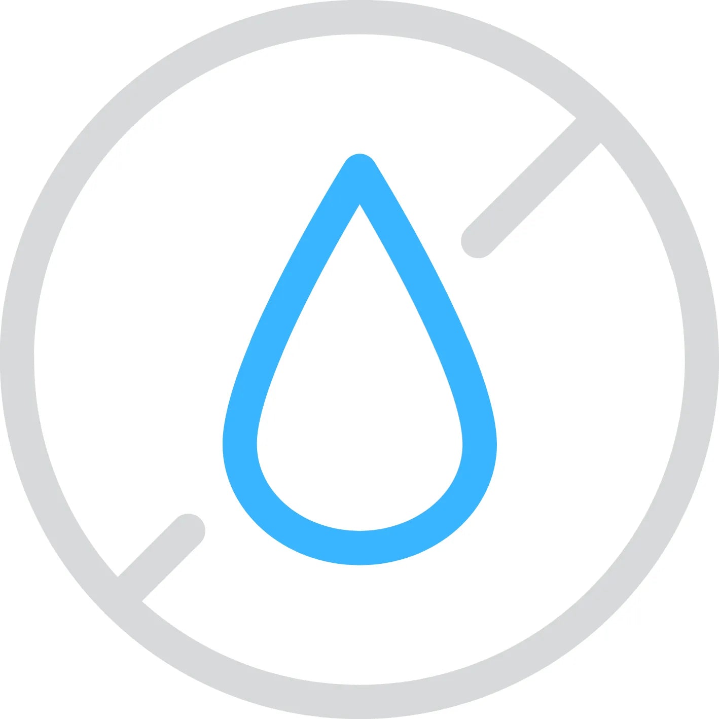 Illustration of a water drop inside a crossed-out circle